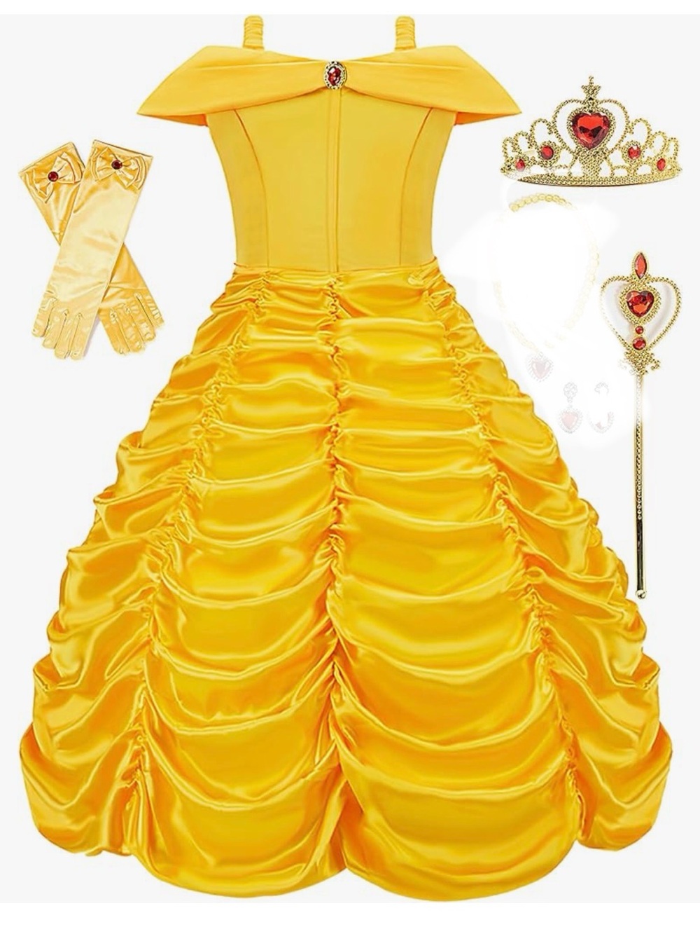 Girls' Yellow Princess Ball Gown Costume with Tiara & Gloves 6 yearsold used 1x